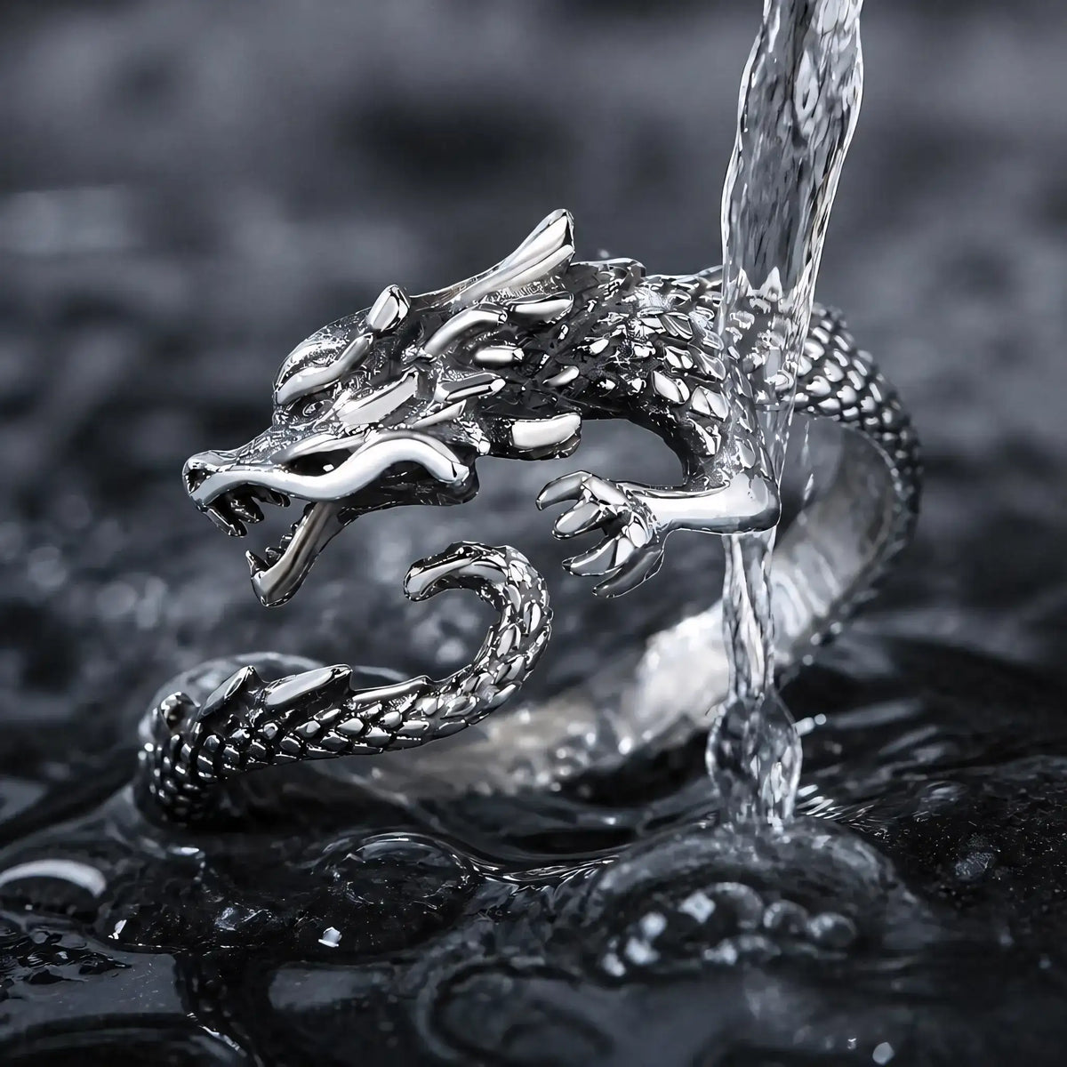 Bague dragon argent hypoallergénique style fantasy homme femme
