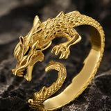 anneau dragon doré ajustable écailles sculptées