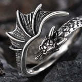 anneau dragon viking aile sculptée