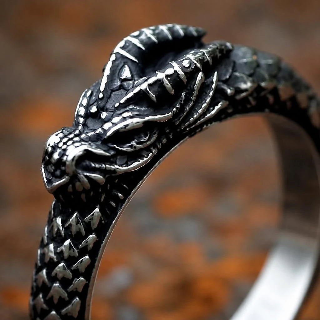 bague acier dragon mythologie nordique 316l