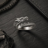 bague draconique argent finition vintage