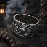 bague draconique gravures sutra style mystique