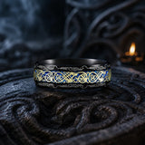 bague draconique noire reflet bleu