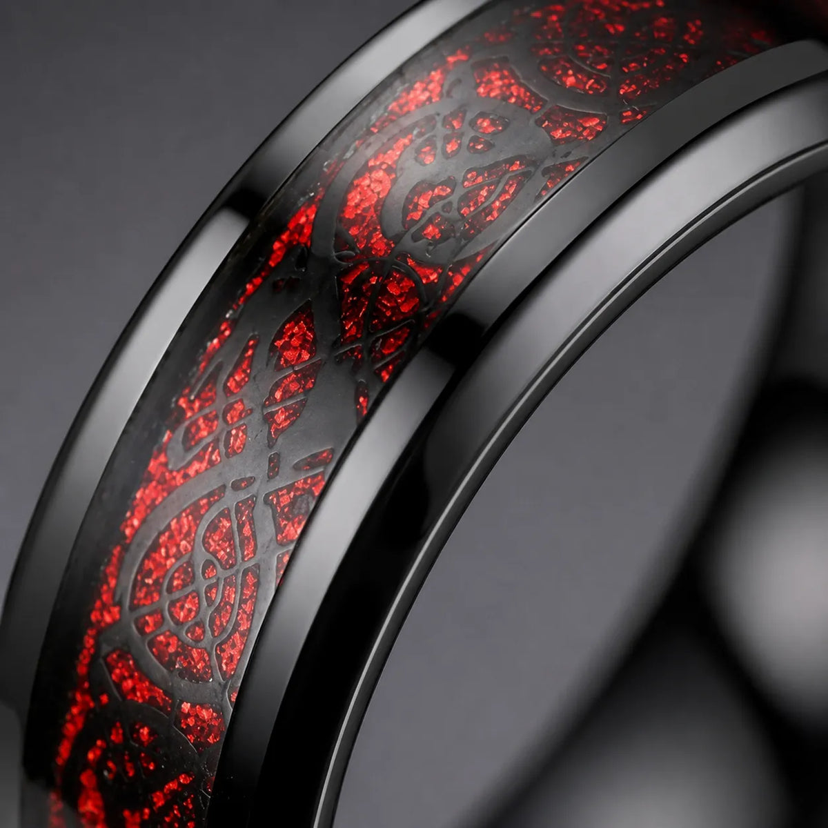 bague draconique noire style celtique premium