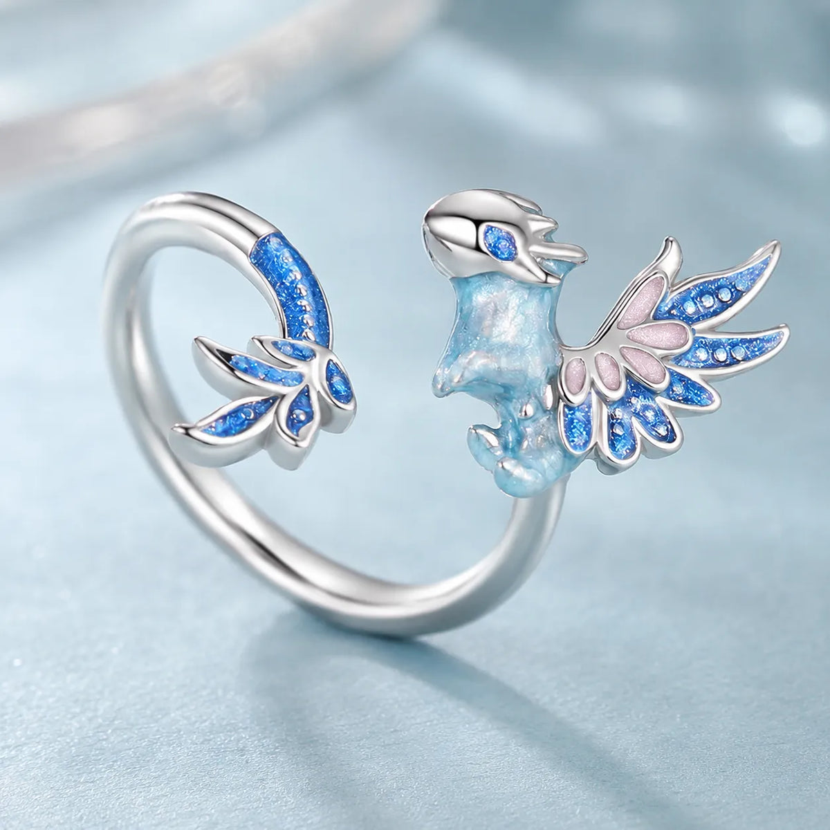 bague dragon ajustable finition lumineuse