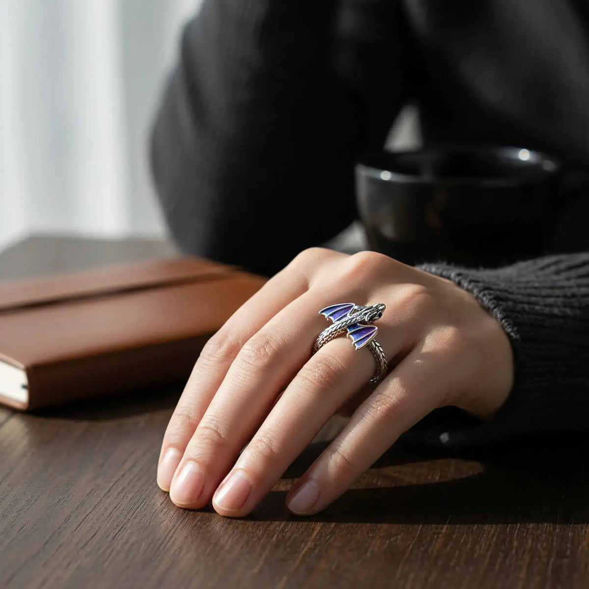 Bague Dragon Femme 925 style mythologique ajustable