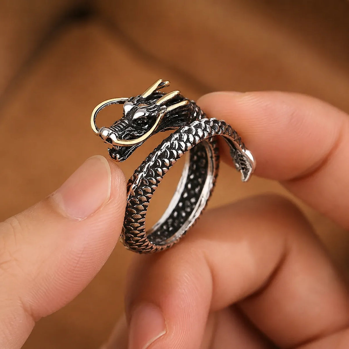 bague dragon chinois argent 925