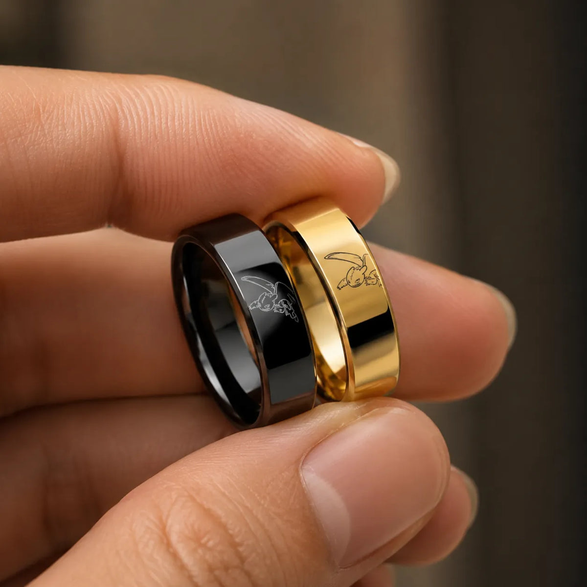 bague dragon dorée largeur 8mm