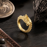 bague dragon dorée style punk premium