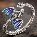 Bague Dragon Femme argent 925 zircon design ouvert