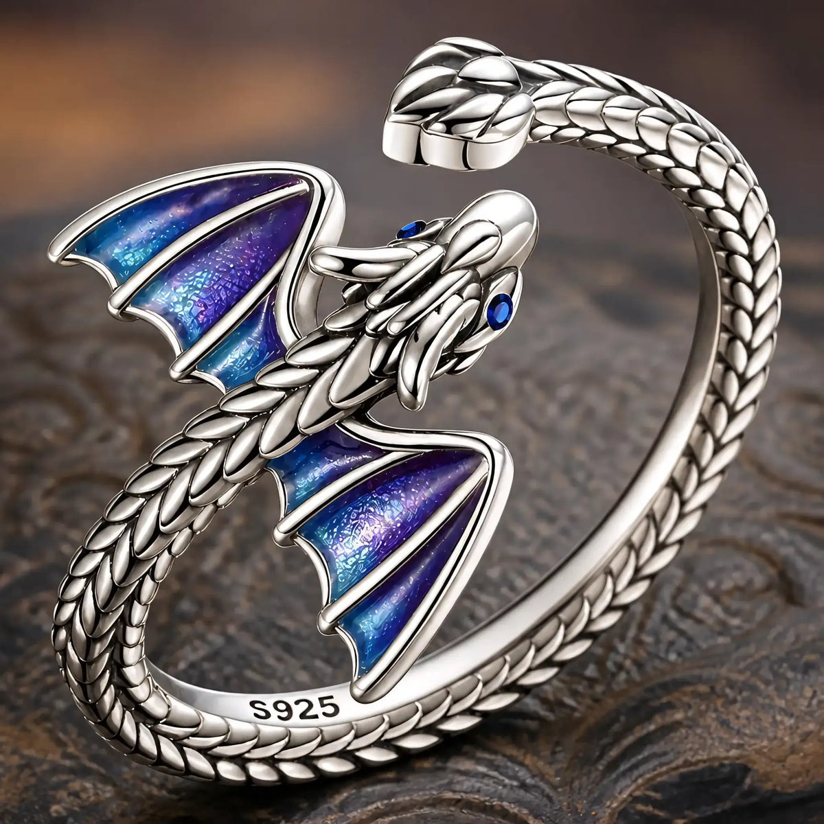 Bague Dragon Femme argent 925 zircon design ouvert