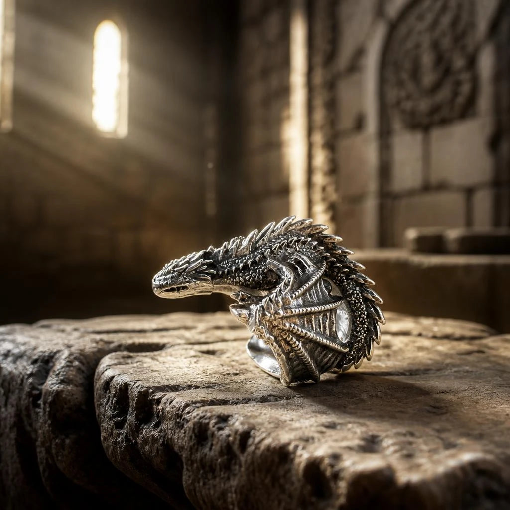 bague dragon légendaire ajustable style fantasy