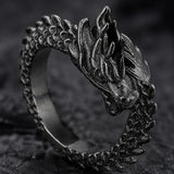 Bague Dragon Noir acier inoxydable