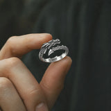 Bague Dragon sculptée queue et tête détaillées