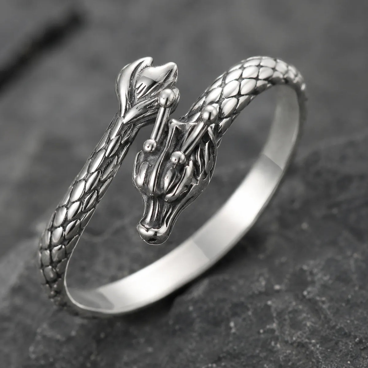 bague dragon vintage cailles sculptées 925