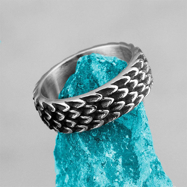 Bague Écaille de Dragon en Acier Inoxydable