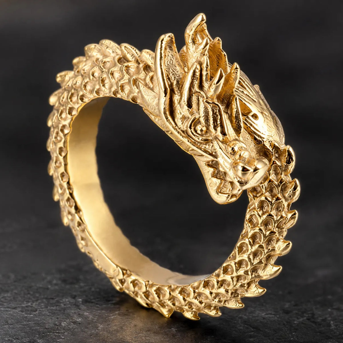 Bague Homme Dragon Or acier inoxydable