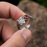 Bague viking dragon acier style médiéval