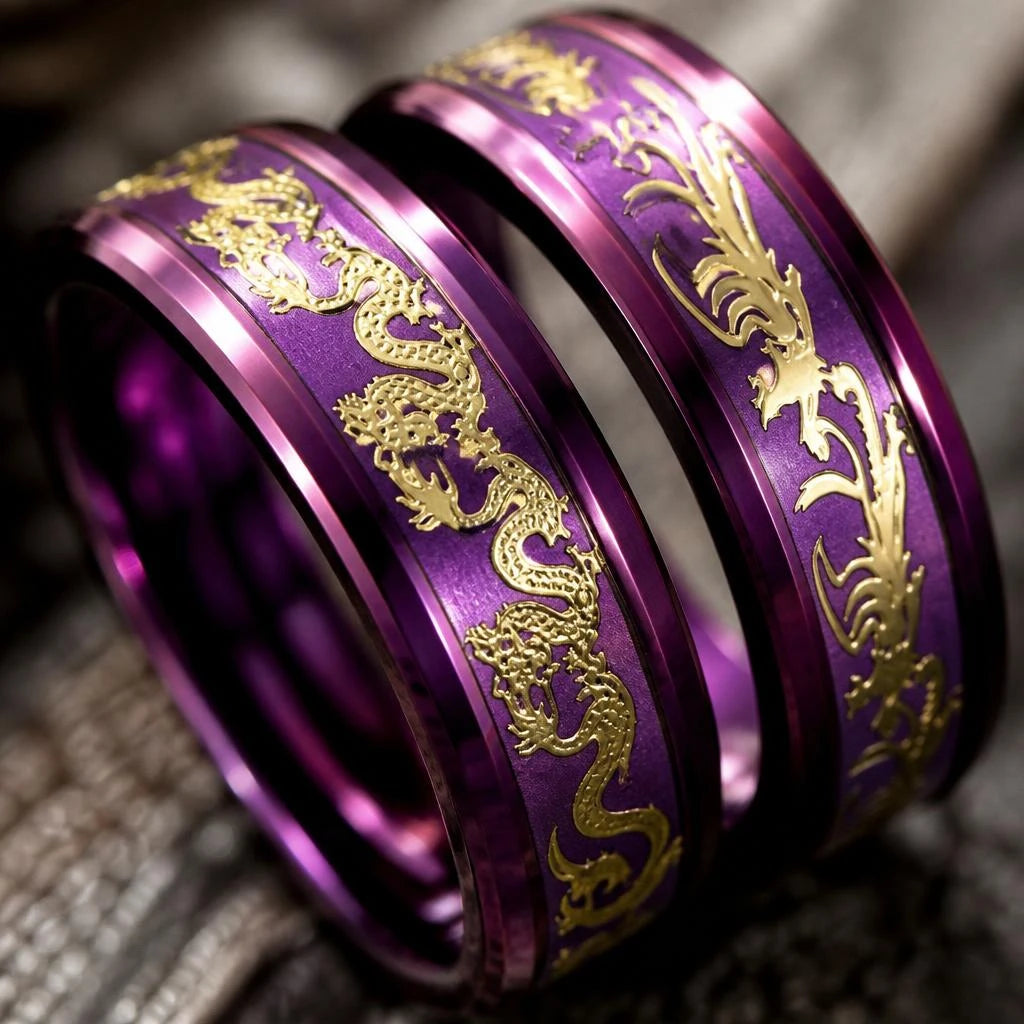 bijou dragon couple acier inoxydable