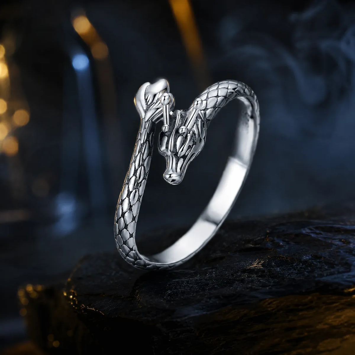 bijou dragon symbolique alliance argent ajustable