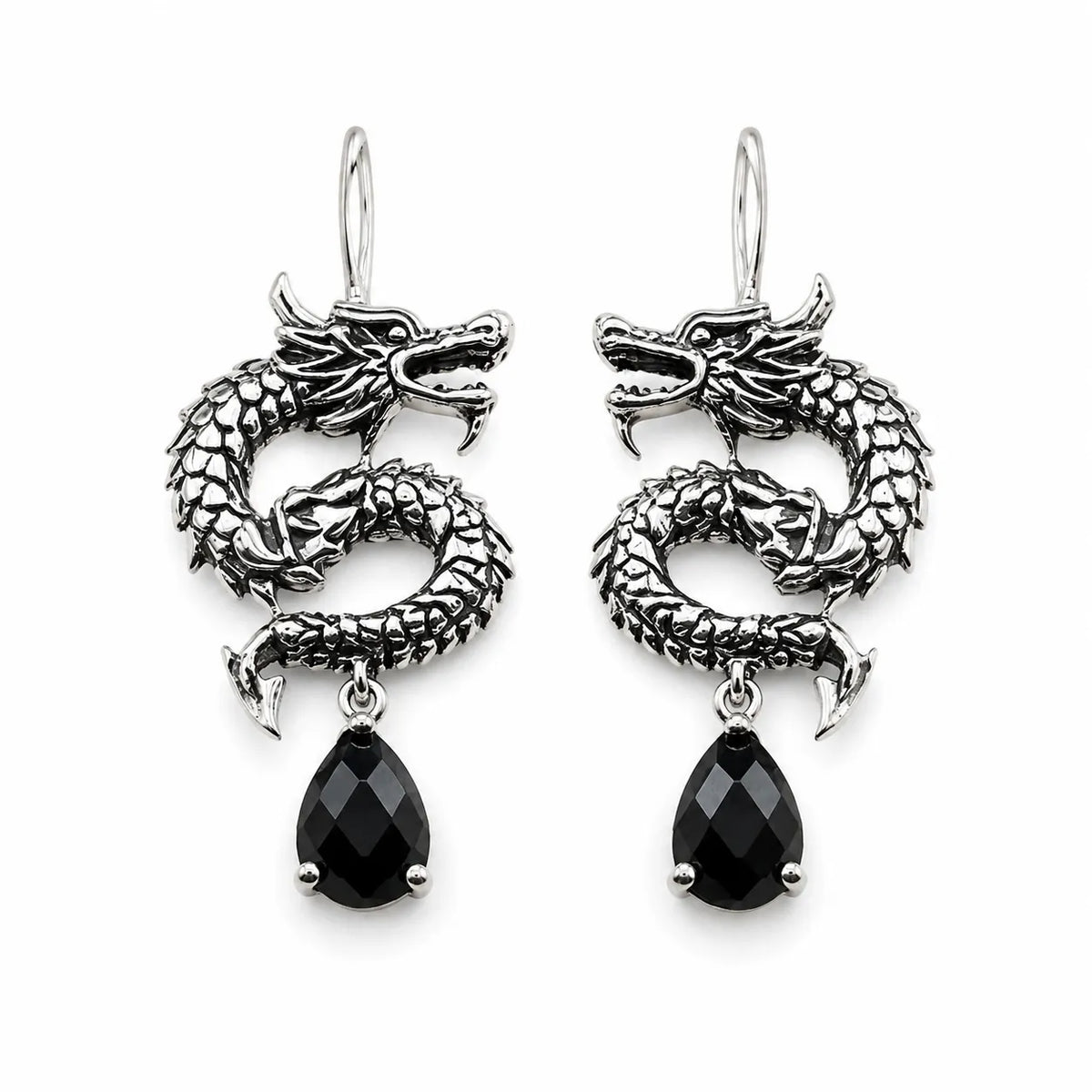 Boucles d'Oreilles Dragon Argent