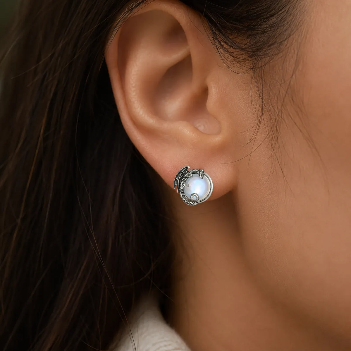 Boucle d'Oreille Dragon Femme argent 925