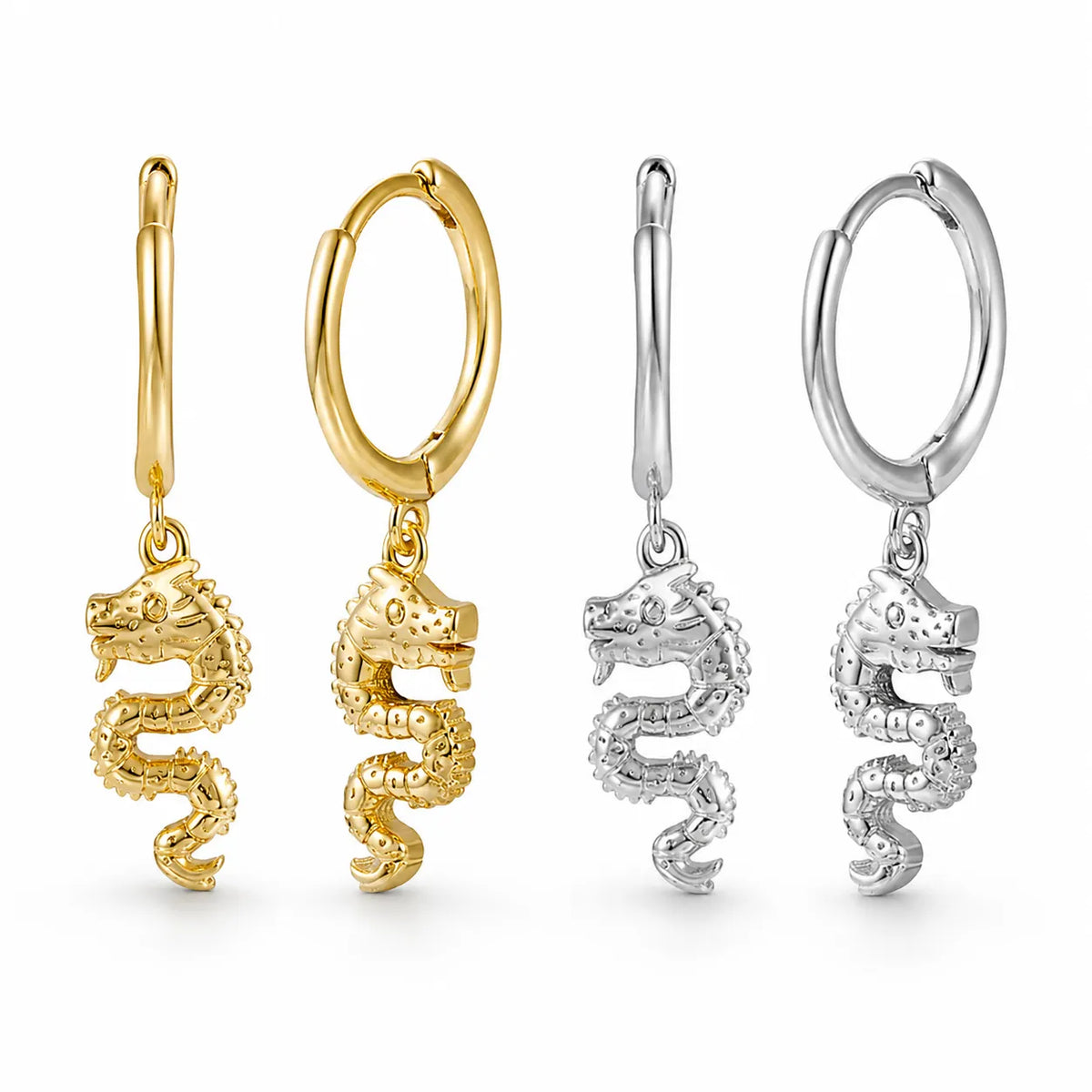 Boucle d'Oreilles Dragon Pendante