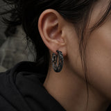 Boucle d'Oreilles Dragon Noir argent 925