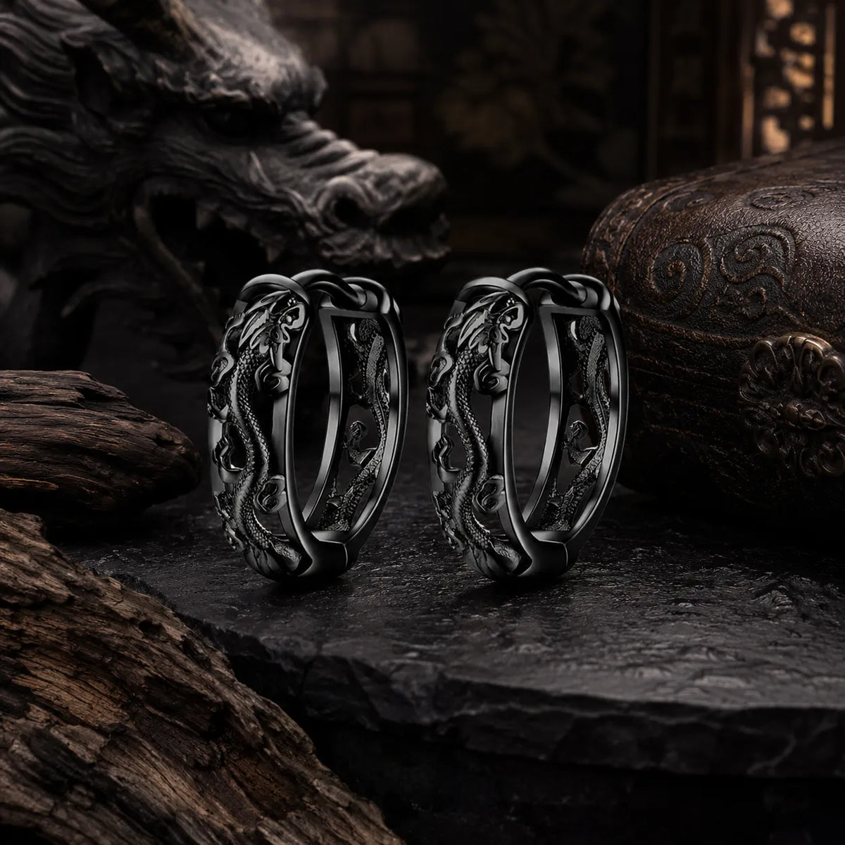 boucles d'oreille mystique dragon ajoure
