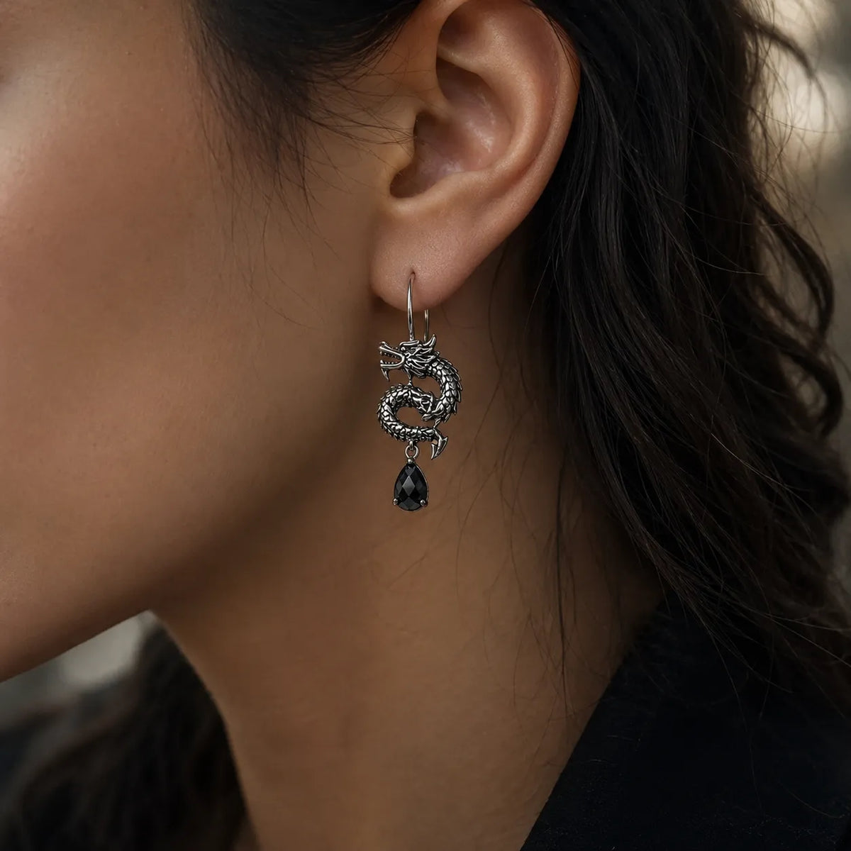 Boucles d'Oreilles Dragon Argent 925
