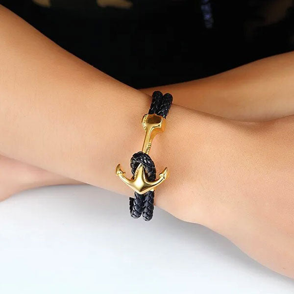 Bracelet Dragon Ancre Marine (Cuir)
