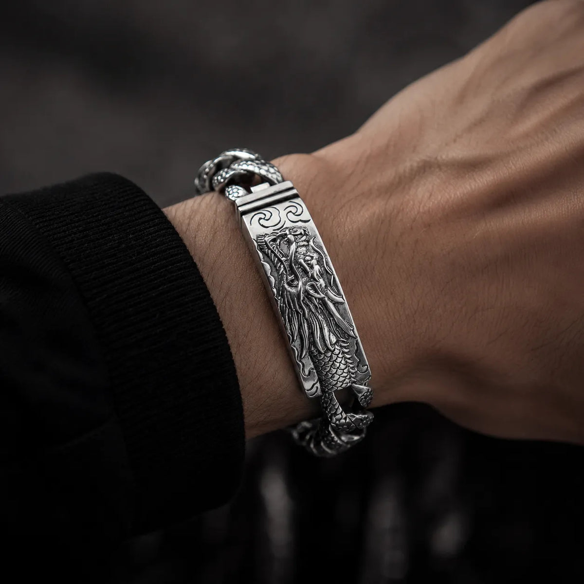 Bracelet Dragon Argent s925 maillons écailleux