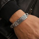 bracelet homme dragon argent plaqué gravée