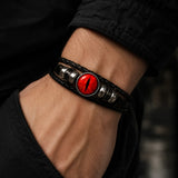 Bracelet Oeil de Dragon cuir noir réglable