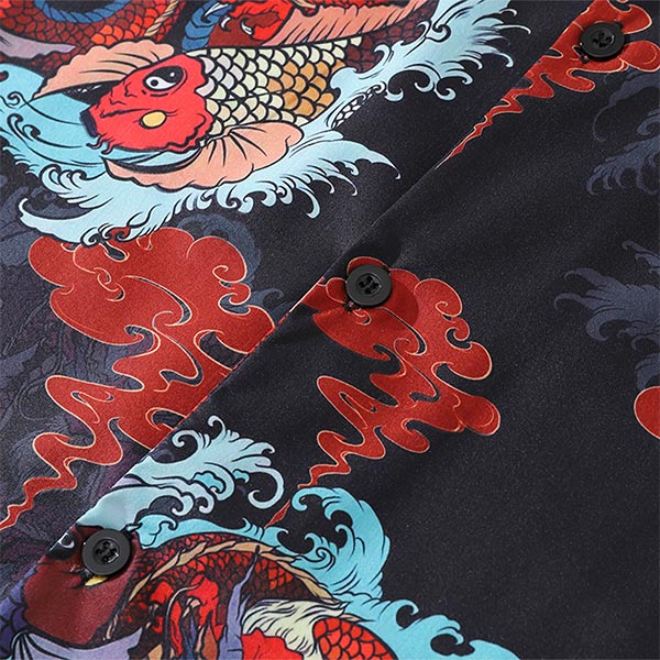 Chemise Dragon Hawaienne Noire