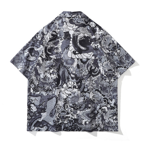 Chemise Dragon Motif Gris