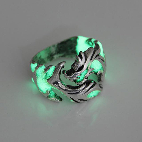 Bague Lumineuse Homme Argent Vert