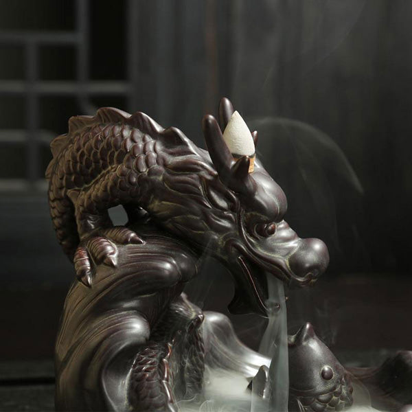 Brûleur d'Encens Dragon en Céramique