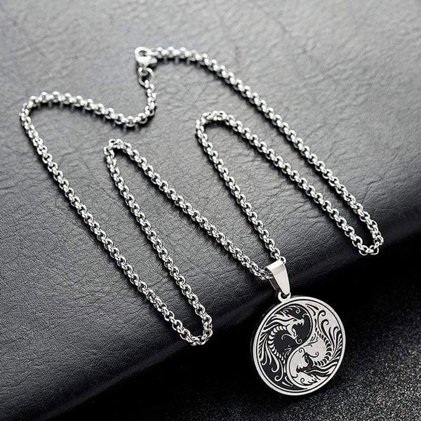 Collier Pendentif Dragon Yin yang
