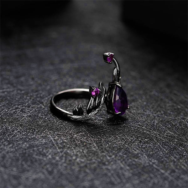 Bague Dragon Ailes Noires (Argent)