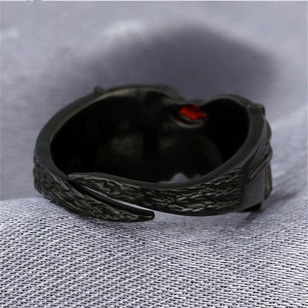Bague Dragon Anime Ailes Noires (Argent)