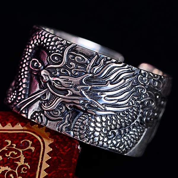 Bague dragon argent