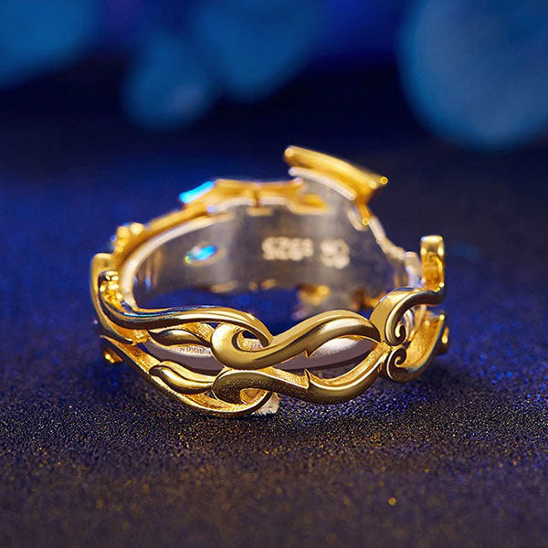 Bague dragon armure dorée