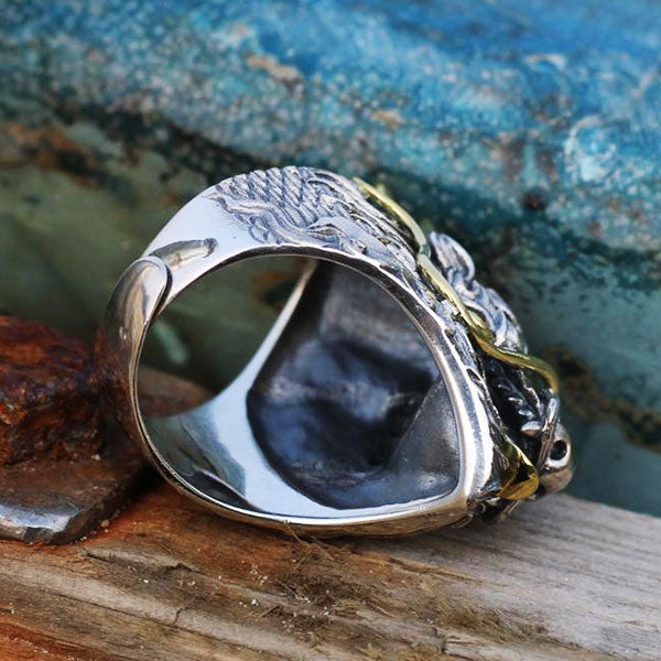 Bague Dragon Biker Vintage (Argent)
