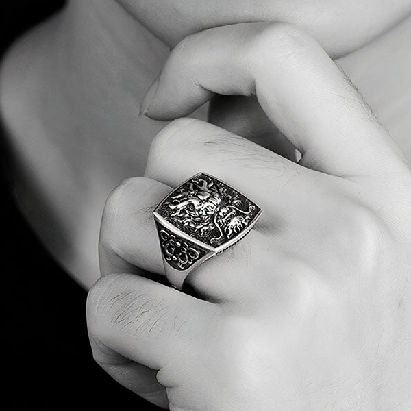 Bague dragon chevalière vintage