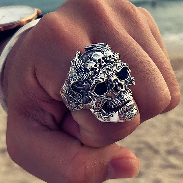 Bague dragon crâne