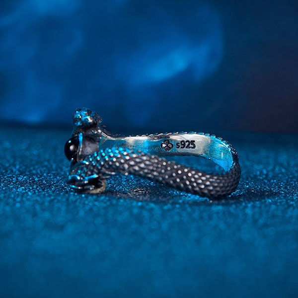 Bague Dragon Double (Argent)