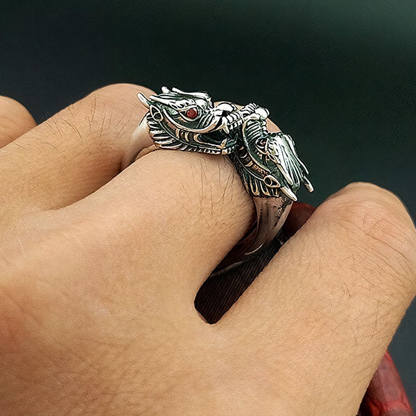 Bague dragon duo