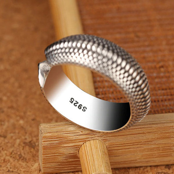 Bague dragon écaille argenté