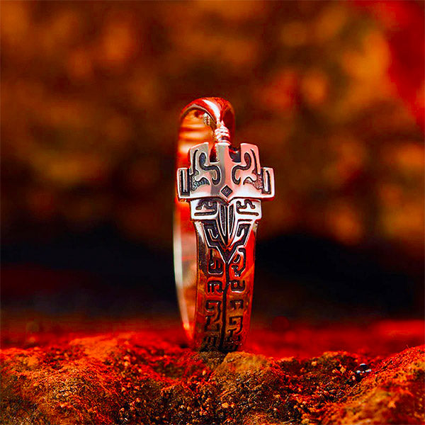 Bague Dragon Épée Runique